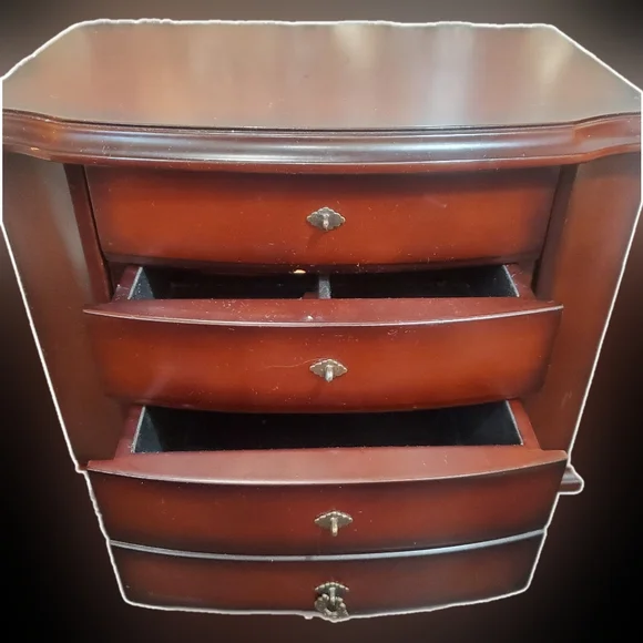 Vintage Bombay Company Mahogany Jewelry Chest - Picture 3 of 7